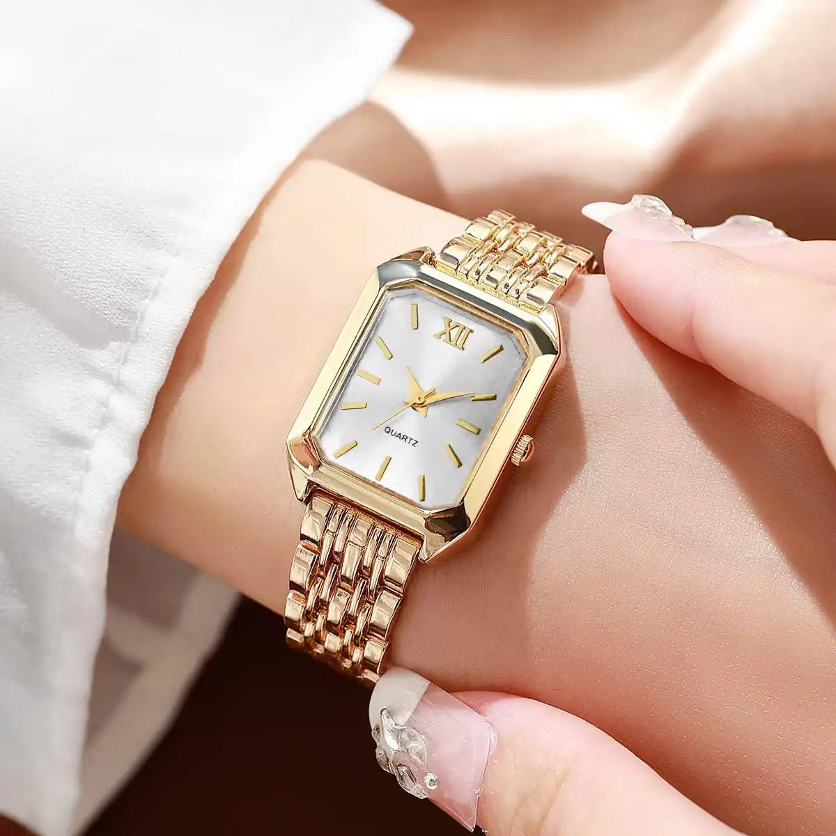 Elegant Rectangle Women Watches Fashion Ladies Quartz Wristwatches Reloj Mujer Girls Clock Gift（Without Box）