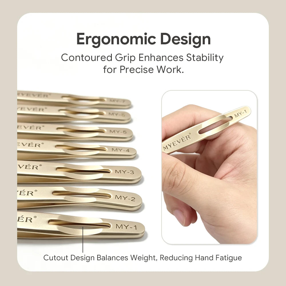 MYEVER Anti-Slip Eyelash Extension Tweezers Steel High-Density Fiber Tip Eyelash & Eyebrow Professional Precision Makeup Tools