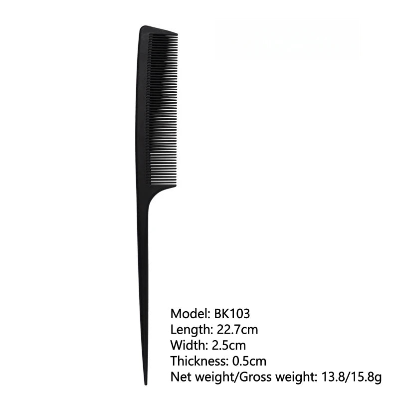 Black carbon professional hairdressing comb from HSF Marketplace, double-sided, heat resistant, antistatic styling tool for salons.