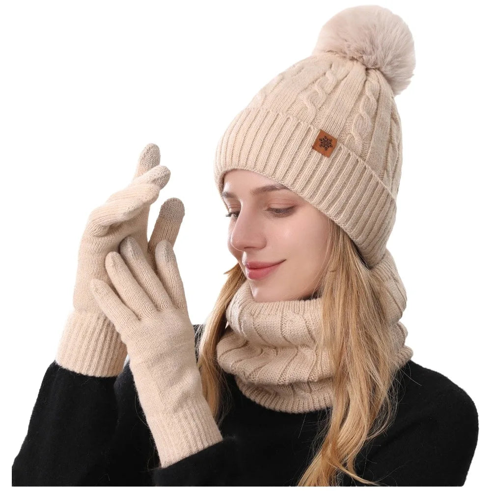 Warm winter hat, scarf and gloves set for men and women by HSF Marketplace