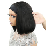 HSF Marketplace 220% human hair bob half headband wig, short straight style for women, no-glue design
