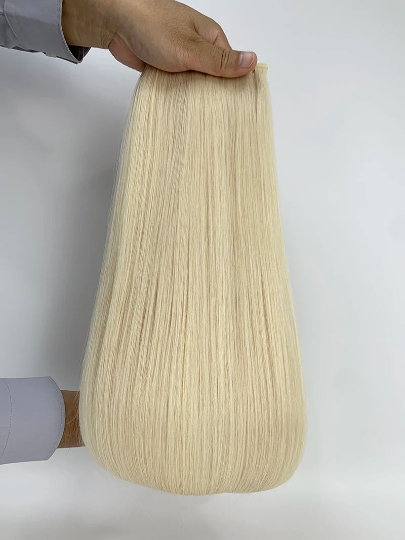 Ponytail human hair P18-1001 wrap-around blonde ponytail extension, 60g–100g