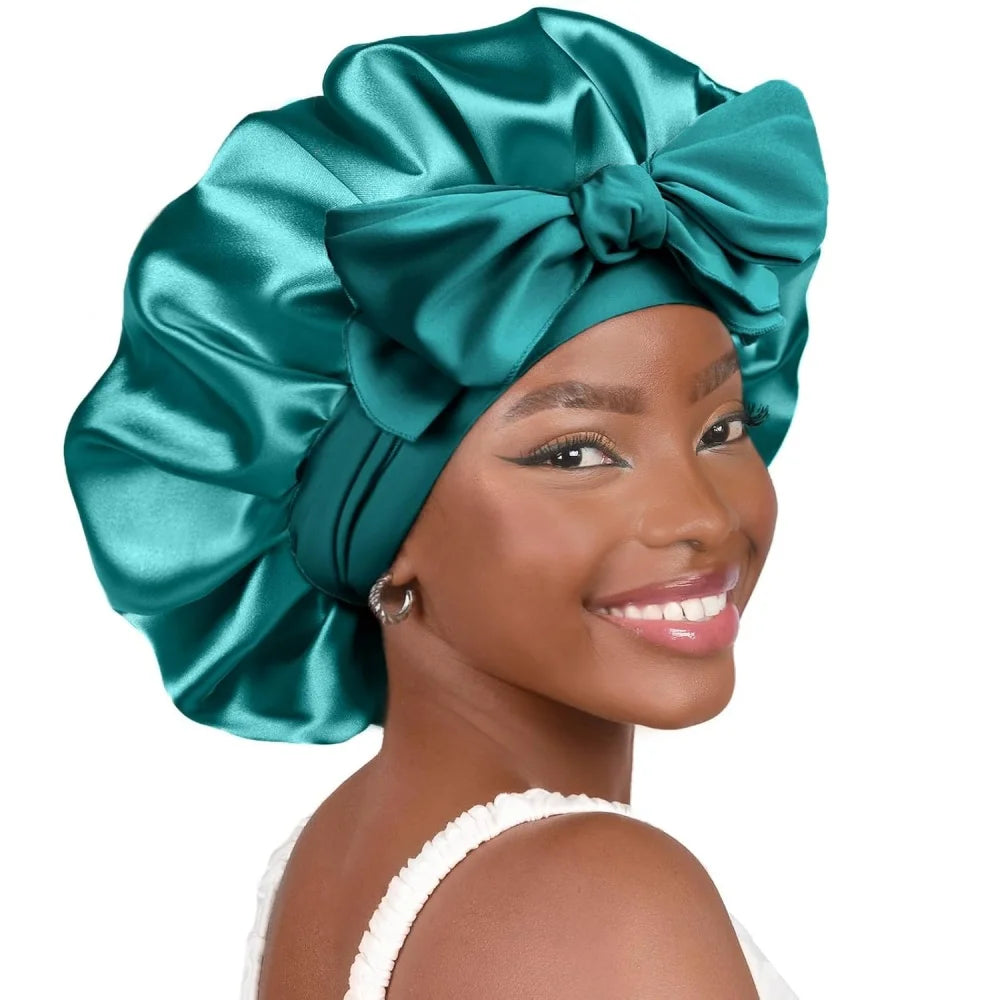 Oversized Satin Hat Sleeping Night Hat Cap Double Layered Hair Caps Curly Hair Nightcap Silk Bonnet Satin Bonnet Hair Bonnet