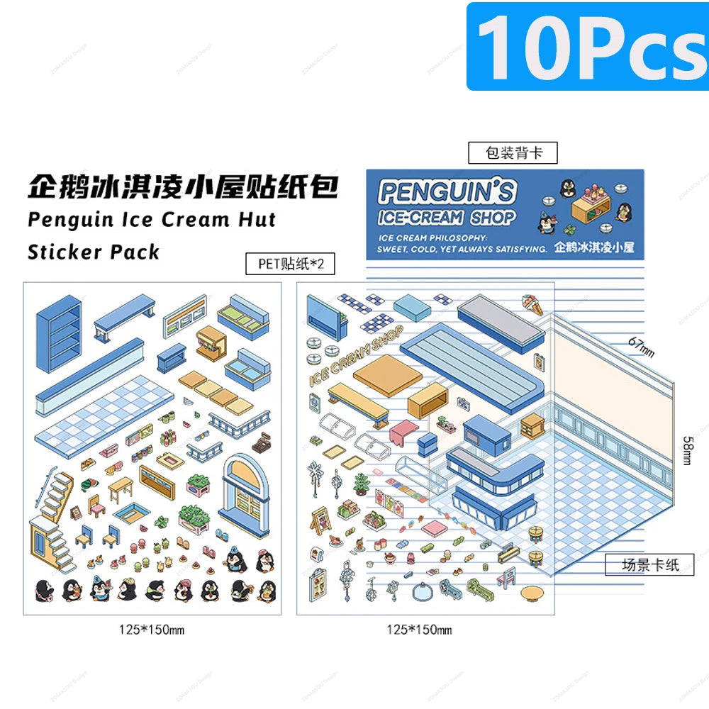 3D landscaping stickers for miniature scenes by HSF Marketplace, featuring trees, plants, and outdoor details