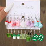 Cute cartoon duck dangle earrings set by HSF Marketplace for trendy girls