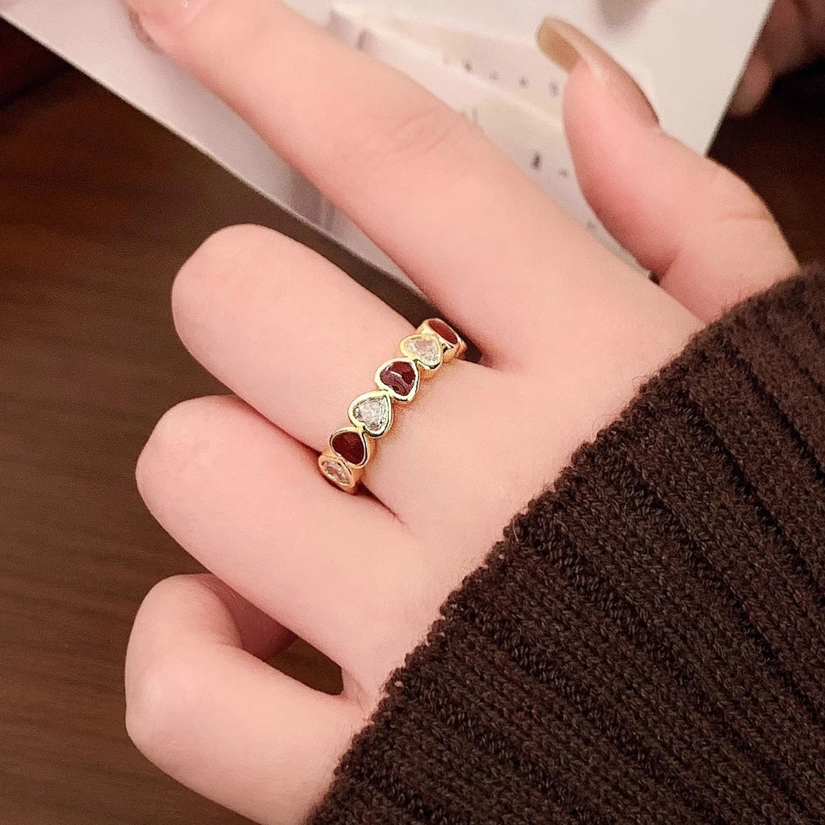 925 Sterling Silver Open Finger Ring Golden Enamel Donut Dazzling Geometric Punk For Women Jewelry Gift Dropship Wholesale