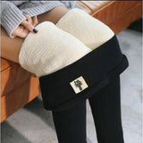 Women's winter fleece leggings with high waist, lamb cashmere lining, slim fit, and elastic design by HSF Marketplace