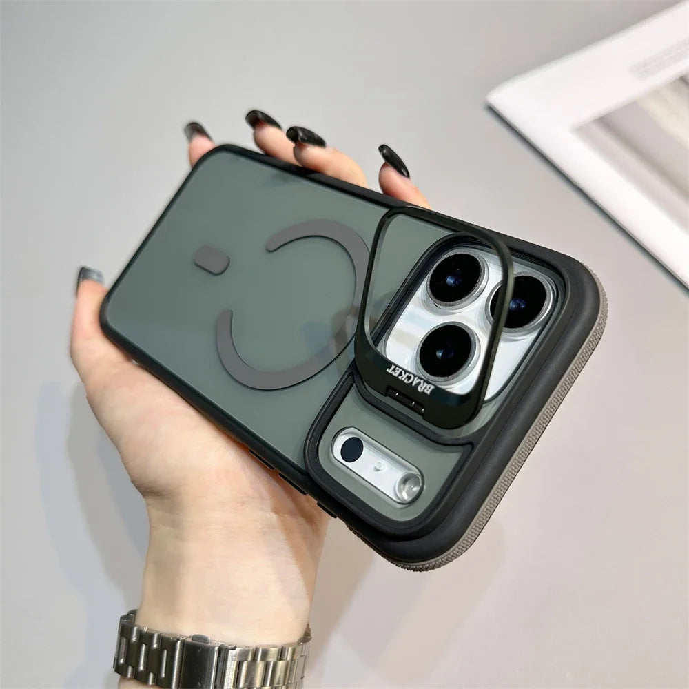 Magnetic matte phone case with kickstand for iPhone 17 and iPhone 16 by HSF Marketplace