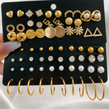 Trendy vintage gold stud earrings set for women by HSF Marketplace