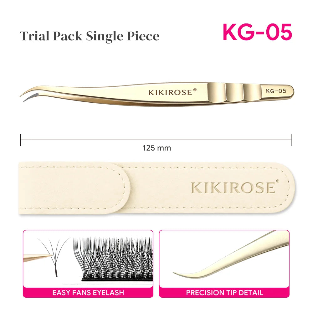 HSF Marketplace KIKIROSE precision lash applicator tweezers for false eyelash cluster extension, stainless steel salon makeup tool