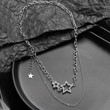Y2K star zircon pendant necklace by HSF Marketplace for women, featuring a sparkling star-shaped pendant