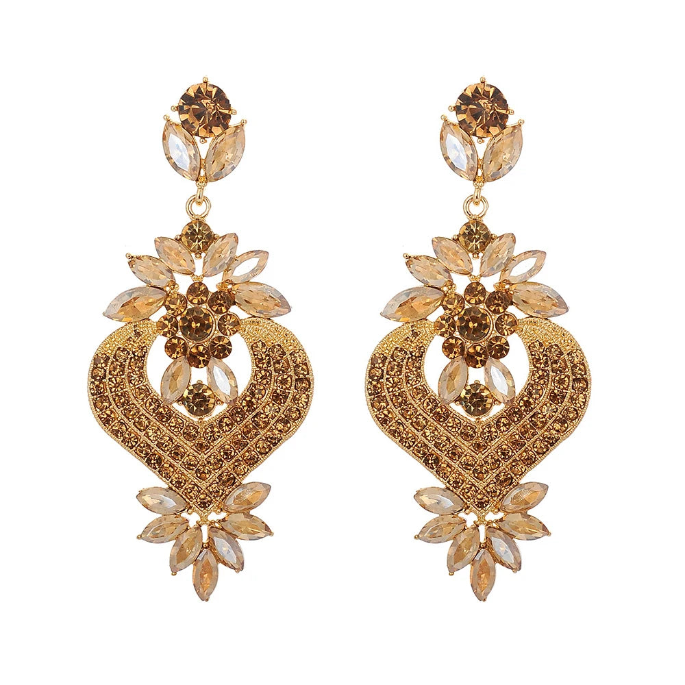 Champagne crystal chandelier earrings for women by HSF Marketplace