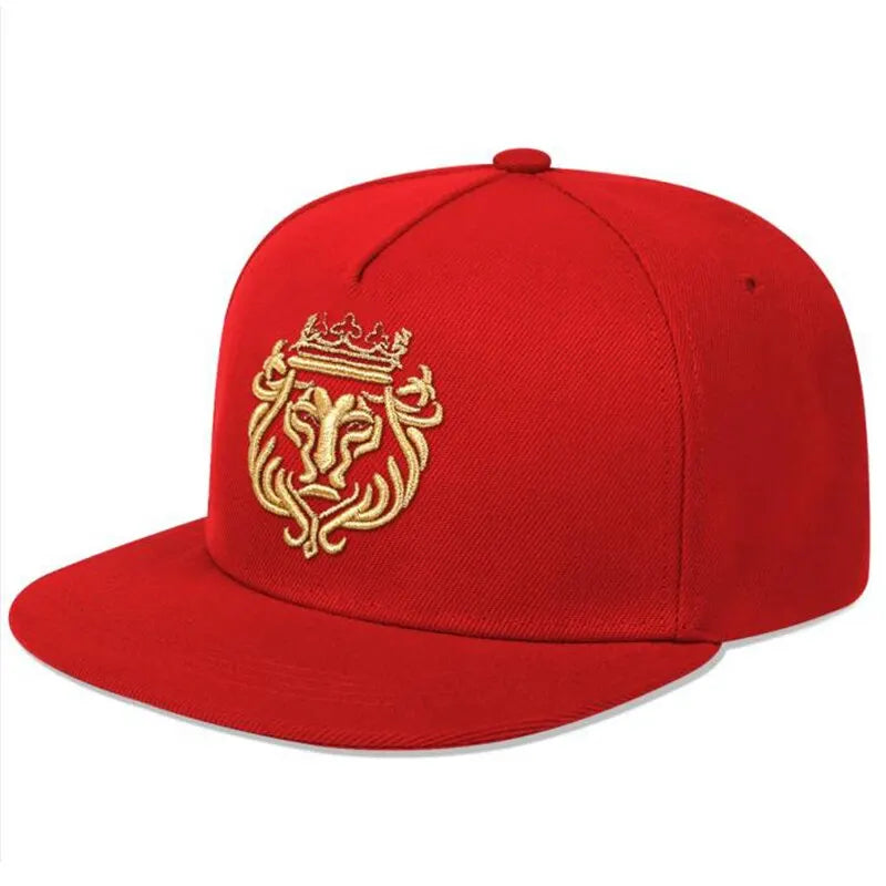 Unisex lion crown embroidered hip-hop baseball cap for sun protection in women's hats style