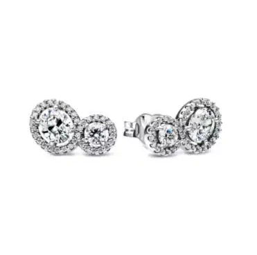 925 sterling silver herbarium cluster heart halo stud earrings for women, sparkling party and wedding jewelry