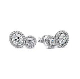 925 sterling silver herbarium cluster heart halo stud earrings for women, sparkling party and wedding jewelry