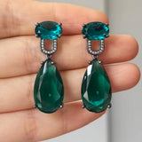Colorful Purple Green Dangle Earrings for Women Luxury Jewelry Wedding Evening Party Big Drop Earrings Elegant Female Gift