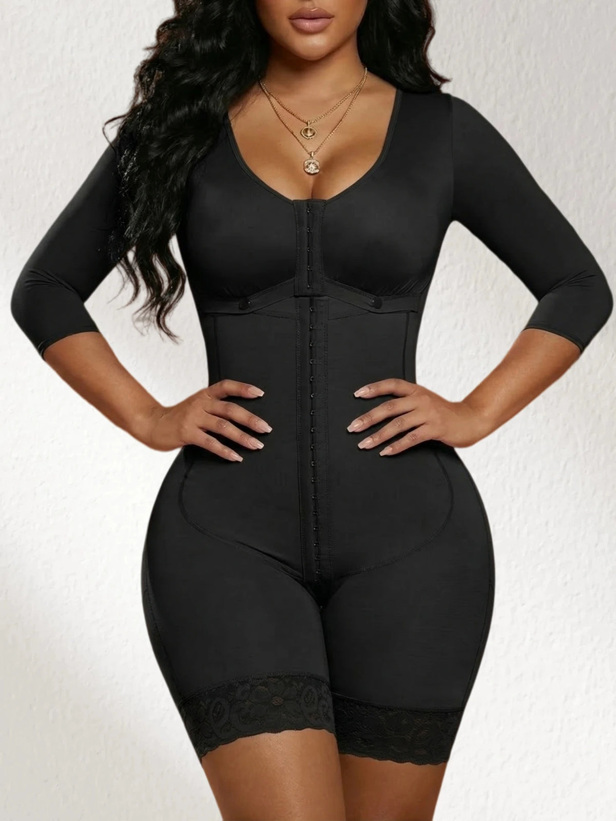 Women’s high compression Colombian waist trainer shapewear with built-in bra, belly and booty molding support