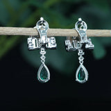 WUIHA Vintage 925 Sterling Silver Pear Cut Emerald Gemstones Drop Dangle Earrings Anniversary Gift Fine Jewelry Drop Shipping