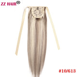 ZZHAIR Brazilian Remy human hair ribbon ponytail, 16–20 inch natural straight horsetail clip-in extension
