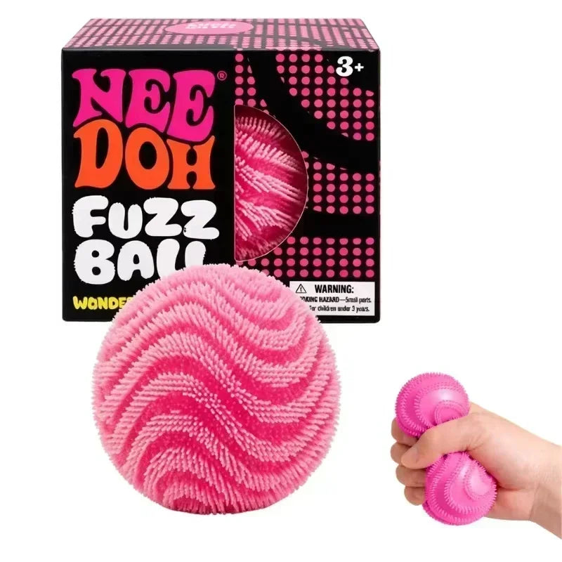2026 New Model NeeDoh Fuzz Ball Wonder Waves Sensory Squeeze Toy Textured Stress Relief Fidget Ball for Adults Toy