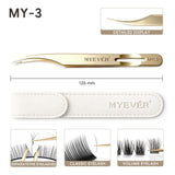 MYEVER Anti-Slip Eyelash Extension Steel Tweezers High-Density Fiber Tip Eyelash & Eyebrow Professional Precision Makeup Tools