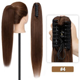 S-noilite straight human hair ponytail extension with claw clip in black, blonde, and brown tones