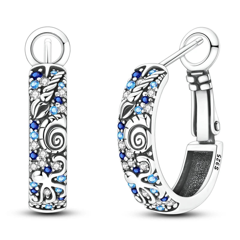 925 sterling silver hoop earrings with zirconia accents, hypoallergenic jewelry for women and girls