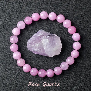 Natural Crystal Stone Bead Bracelet, Gemstone Stretch Jewelry for Women and Men