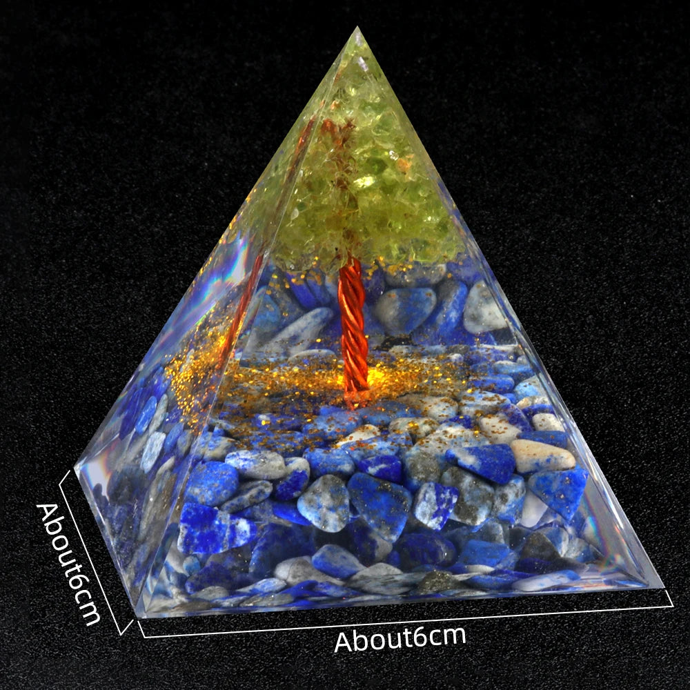 Orgonite Pyramid Tree of Life Natural Stone Healing Crystal Amethyst Energy Generator Reiki Chakra Meditation Tools Room Decor