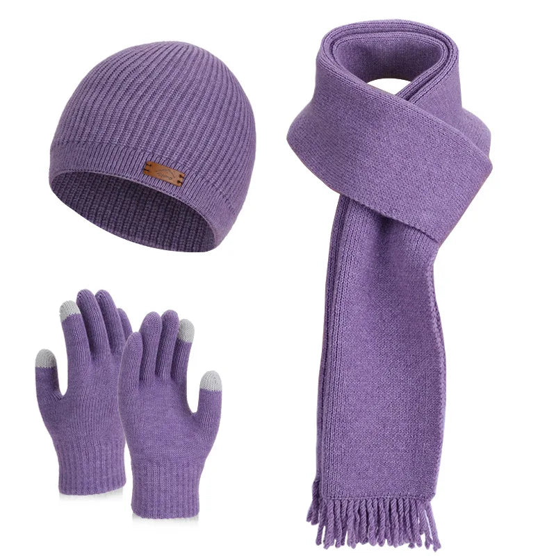 Women's warm woolen hat, scarf and gloves set for winter by HSF Marketplace