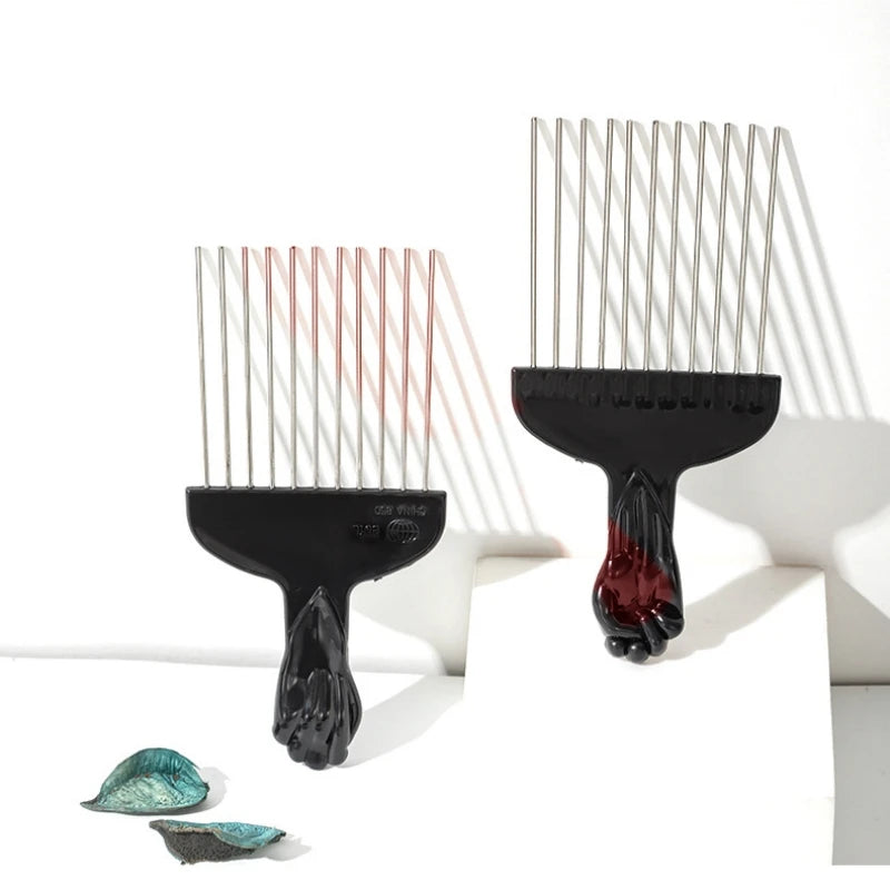 Black Metal Hair Comb Men's Hairdressing Combs Barbershop Hair Dye Brush African Pick Afro Hairbrush Hair Salon Styling Tools