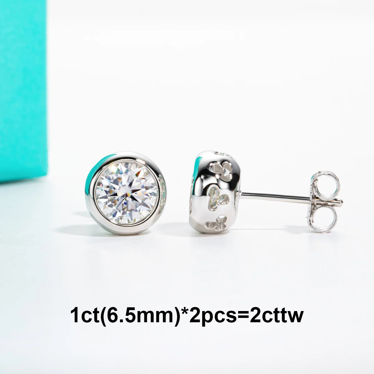 Moissanite stud earrings and necklace set in 18K gold and silver by HSF Marketplace