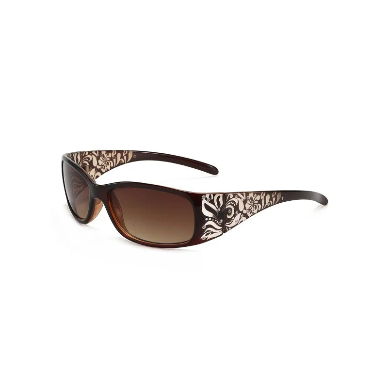 Retro cat eye sunglasses with diamond print and trendy design, personalized outdoor sun protection eyewear by HSF Marketplace.