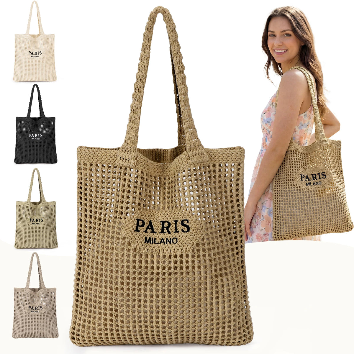 Crochet tote bag for women, stylish summer beach accessory by HSF Marketplace