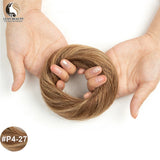 Brazilian human hair bun ponytail hairpiece with scrunchie for women’s updos and chignon styles