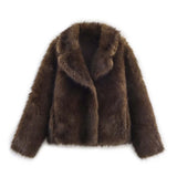 Women's long-sleeve faux fur jacket, double-sided thick warm casual winter coat by HSF Marketplace