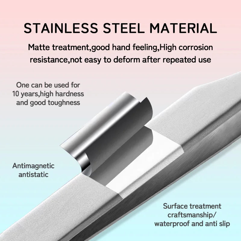 LUKATME Eyelash Tweezer Anti-Slip Fiber Tip Eyelash Extension Tools Stainless Steel Professional Precision Tweezer for Makeup