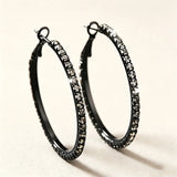 HSF Marketplace sparkling pink hoop earrings with clear gemstones, elegant round design for women