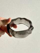 Retro Elegant Pearl Star Black & White Drip Stripe Wide Metal Bangle Everyday Chic Elegant Women's Jewelry