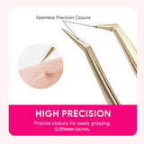 HSF Marketplace KIKIROSE precision lash applicator tweezers for false eyelash extension and cluster lashes, stainless steel salon makeup tool
