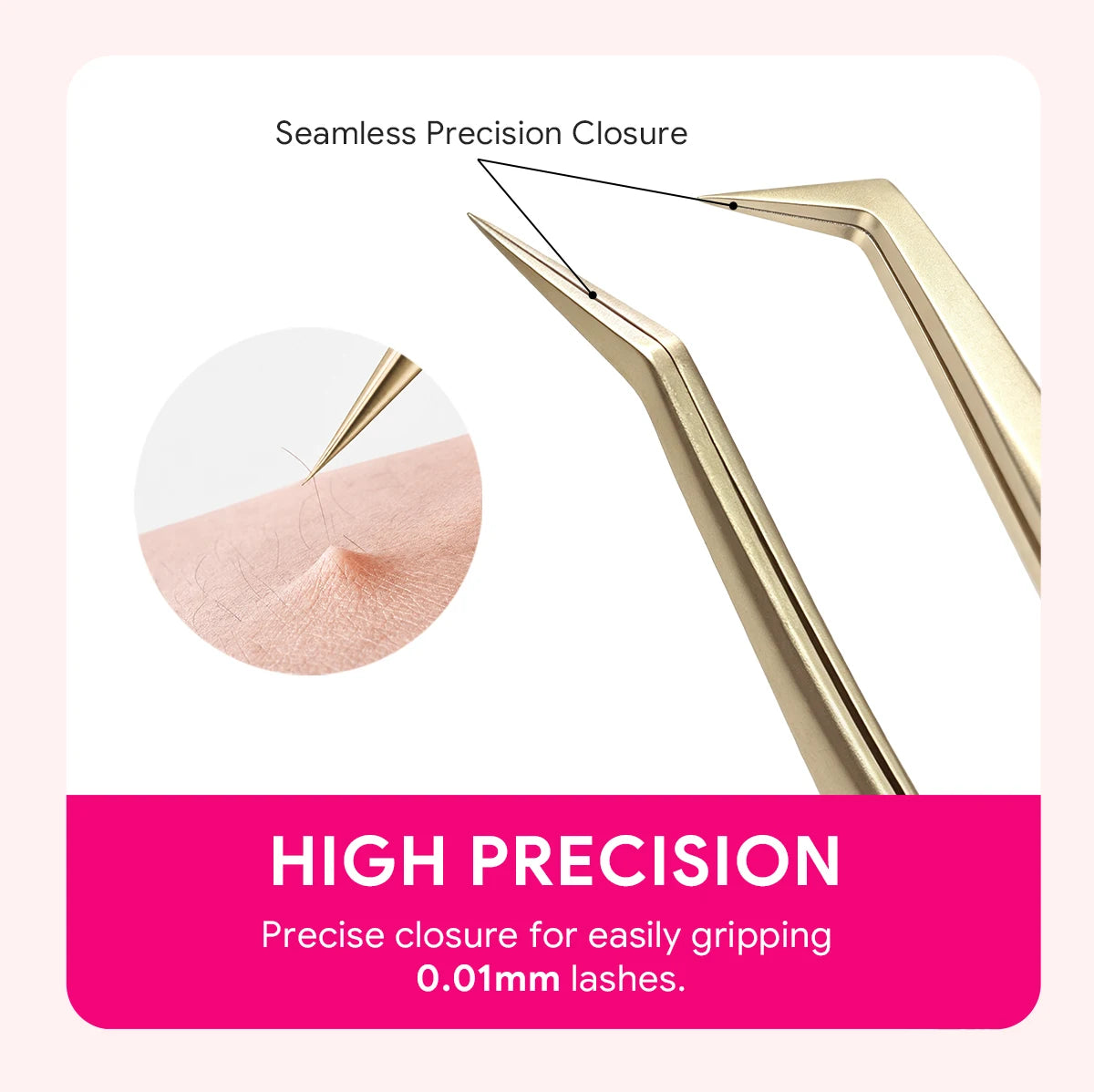 HSF Marketplace KIKIROSE precision lash applicator tweezers for false eyelash extension and cluster lashes, stainless steel salon makeup tool