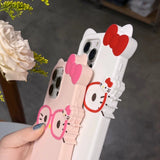 KT Cat silicone soft cover case for iPhone models, featuring a cute cat design and flexible protective fit