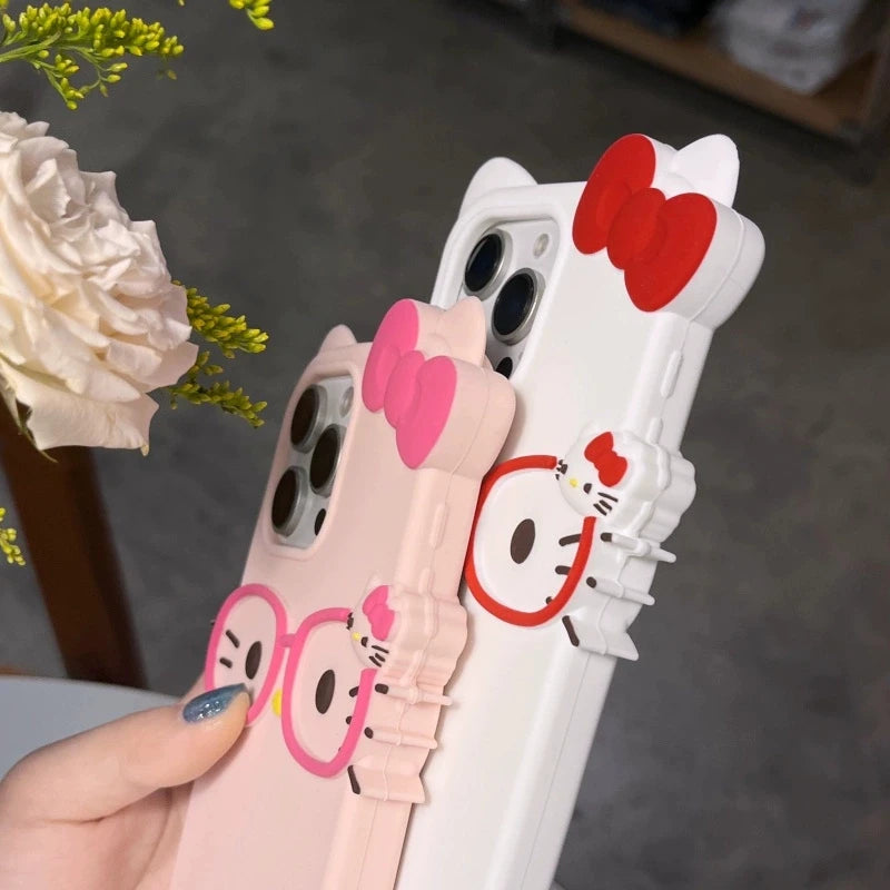 KT Cat silicone soft cover case for iPhone models, featuring a cute cat design and flexible protective fit