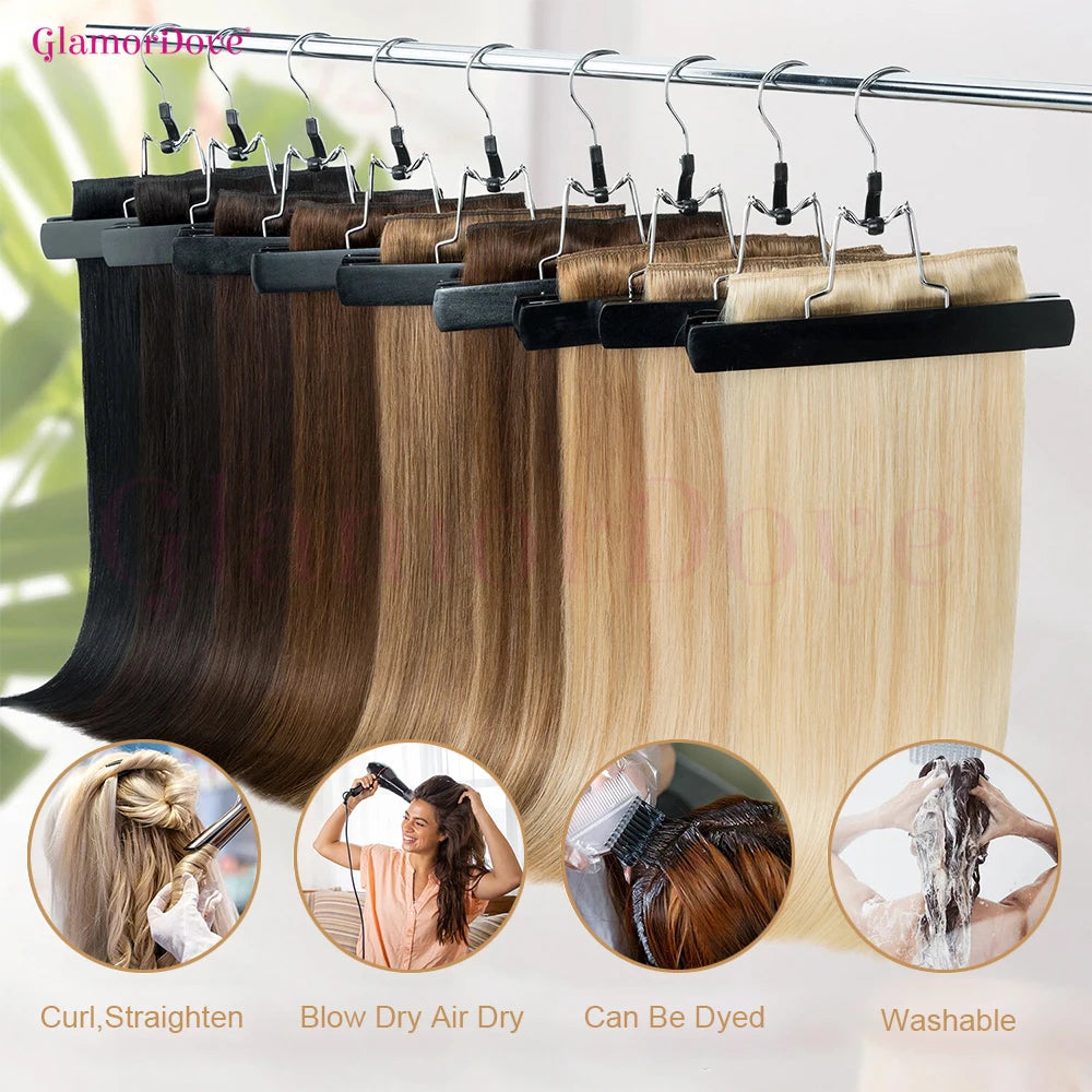 GlamorDove 4PCS Wooden Hair Extension Hanger – Double Side Weft Holder for Hair Extensions, Wig and Hairpiece Storage Organizer