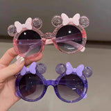 Cute crystal bow girls sunglasses by HSF Marketplace with shiny cartoon-style frames for children, fashionable and personalized eyewear