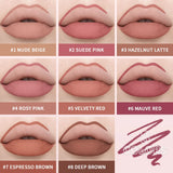 HSF Marketplace stain lip liner pencil with 8 waterproof, long-lasting matte nude shades for shaping lips in a creamy cosmetic finish.