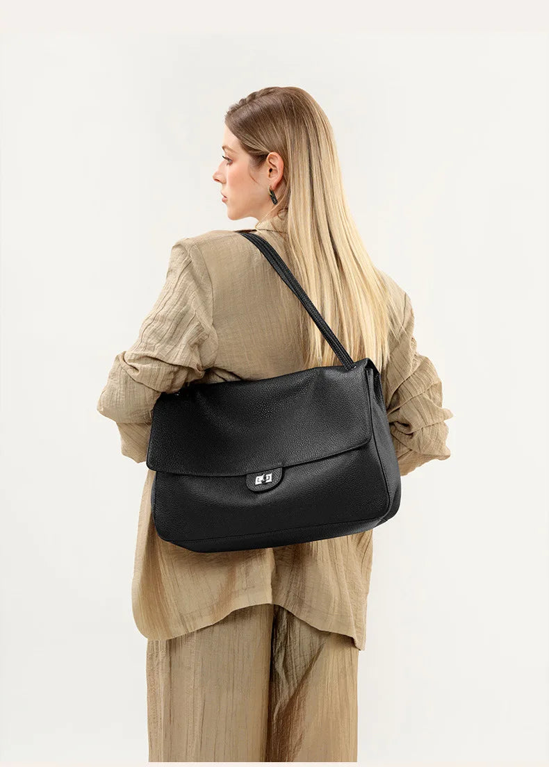 Women's luxury leather handbag by HSF Marketplace, large capacity soft travel bag with high-end texture and simple trendy design.