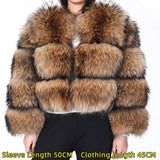 Women's luxury thick real raccoon fur coat by HSF Marketplace in plus sizes