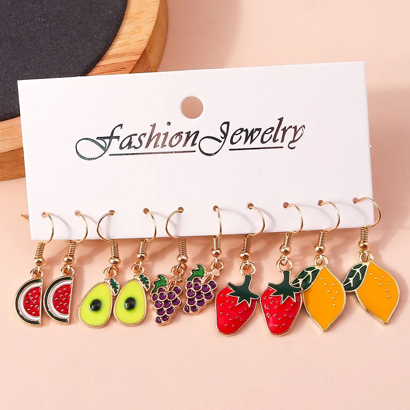 Cute donut earring set, 10-piece resin dangle earrings in assorted colorful donut designs by HSF Marketplace