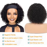Brazilian kinky curly glueless human hair headband wig, short bob full machine-made style for women